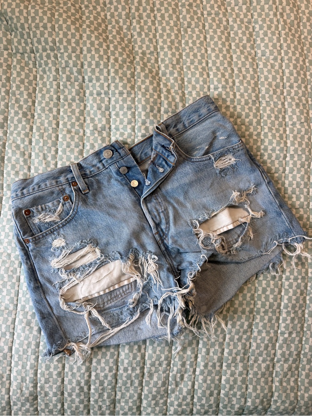 Levi's 501 light blue denim shorts